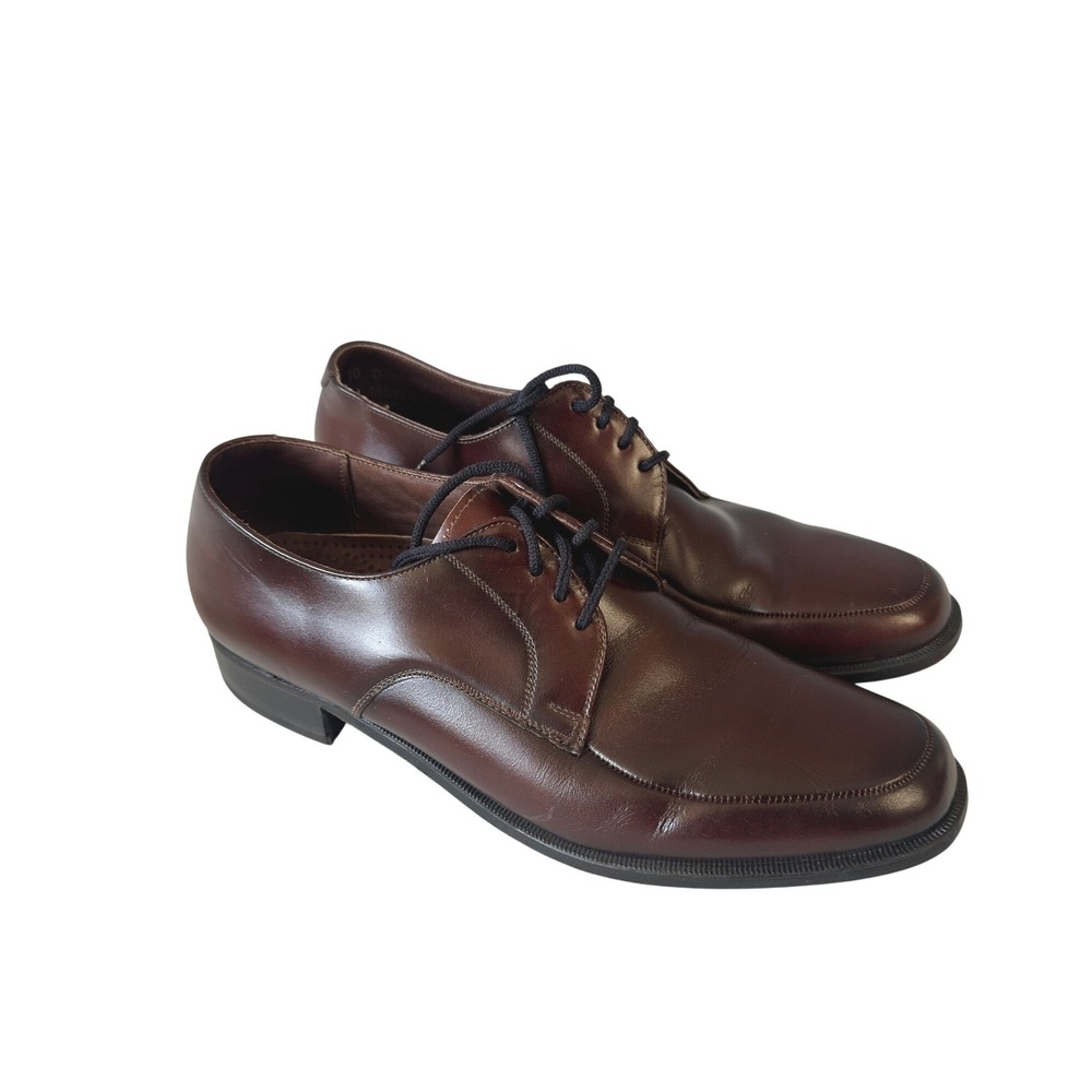 Mens 10 Brown Leather Apron Toe Derby Dress Shoes Vintage JS